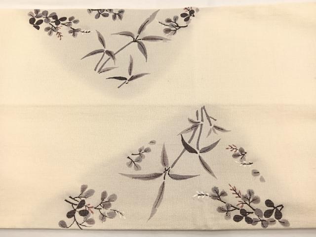 平和屋着物*夏物 太鼓柄袋帯 手描き 笹竹萩文 正絹 逸品 BAAX7804hv