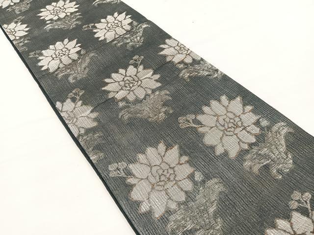 平和屋着物*夏物 六通柄袋帯 櫛織 更紗花文 金糸 正絹 逸品 未使用 BAAX7805hv