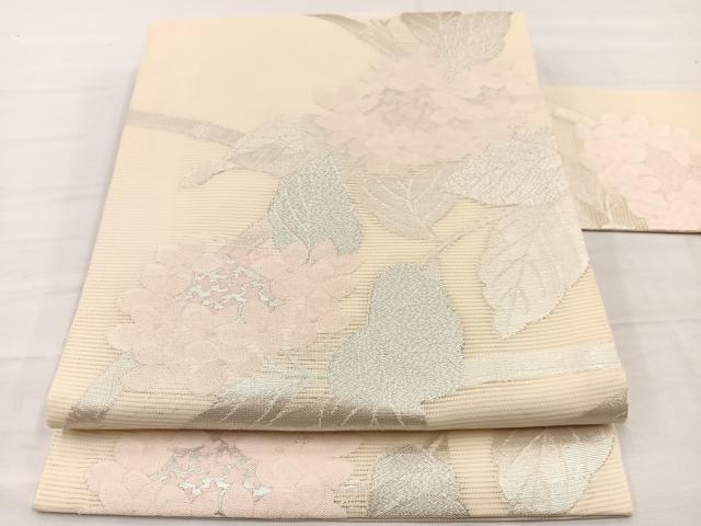 平和屋着物*夏物 九寸名古屋帯 紫陽花 銀糸 正絹 逸品 BAAX7811hv