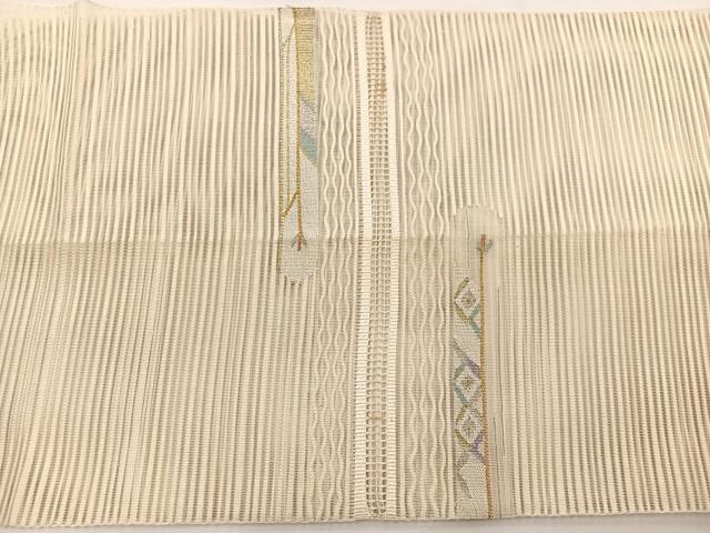 平和屋着物*夏物 八寸名古屋帯 絽綴れ 枝葉文 金銀糸 正絹 逸品 BAAX7819hv