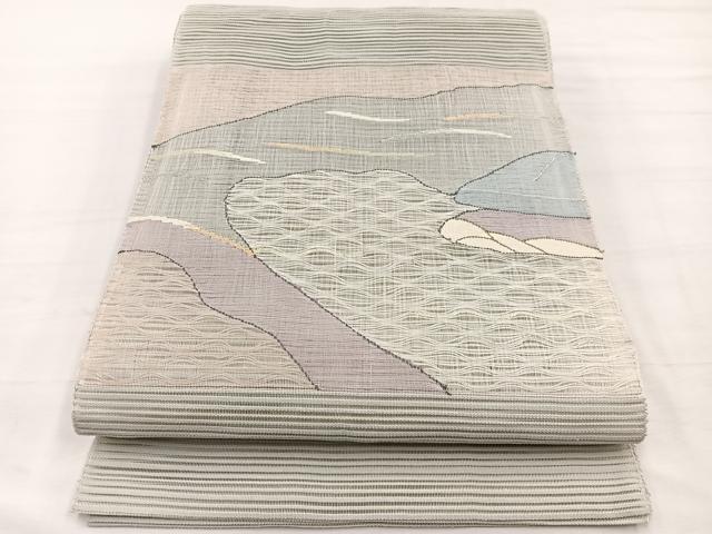 平和屋着物*夏物 八寸名古屋帯 絽綴れ 風景文 金銀糸 正絹 逸品 BAAX7820hv