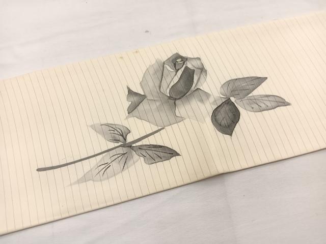 平和屋着物*夏物 絽塩瀬 九寸名古屋帯 作家物 手描き 薔薇 正絹 逸品 BAAX7826hv