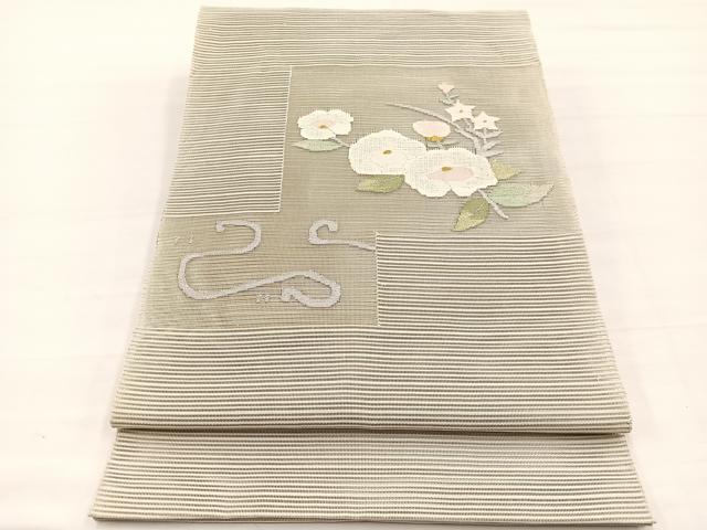 平和屋着物*夏物 八寸名古屋帯 絽綴れ 枝花文 金銀糸 正絹 逸品 BAAX7829hv