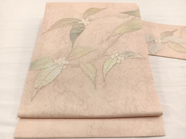 平和屋着物*夏物 九寸名古屋帯 南天文 金糸 正絹 逸品 BAAX7834hv