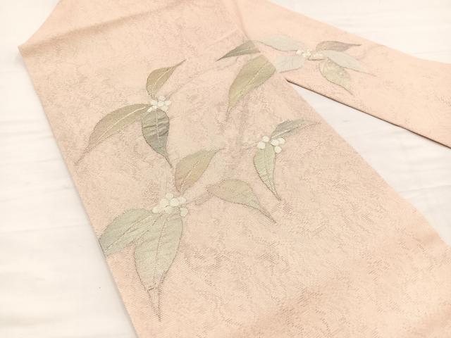 平和屋着物*夏物 九寸名古屋帯 南天文 金糸 正絹 逸品 BAAX7834hv