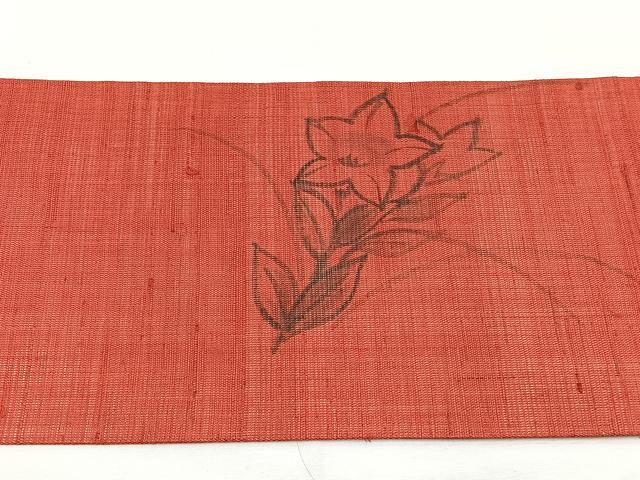 平和屋着物*夏物 九寸名古屋帯 手描き 桔梗 麻 逸品 BAAX7838hv