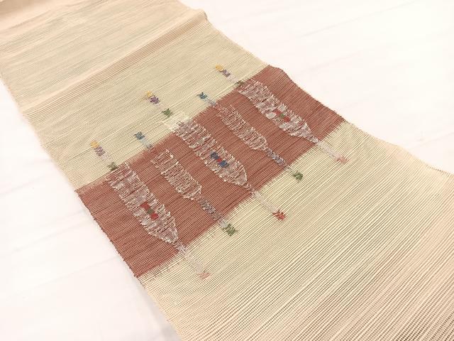 平和屋着物*夏物 1854年創業 帯屋捨松 八寸名古屋帯 矢羽文 正絹 逸品 BAAX7839hv