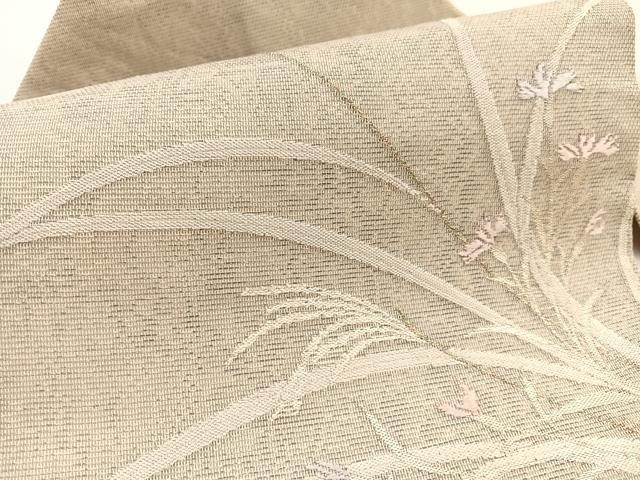 平和屋着物*夏物 九寸名古屋帯 唐織 草花文 金銀糸 正絹 逸品 BAAX7840hv