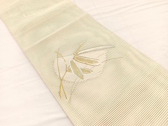 平和屋着物*夏物 八寸名古屋帯 絽綴れ 笹 金銀糸 正絹 逸品 BAAX7841hv