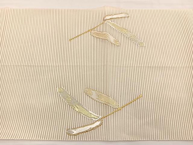 平和屋着物*夏物 八寸名古屋帯 絽綴れ 笹 金銀糸 正絹 逸品 BAAX7841hv