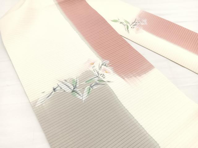 平和屋着物*夏物 絽塩瀬 九寸名古屋帯 桔梗 銀彩 正絹 逸品 BAAX7842hv