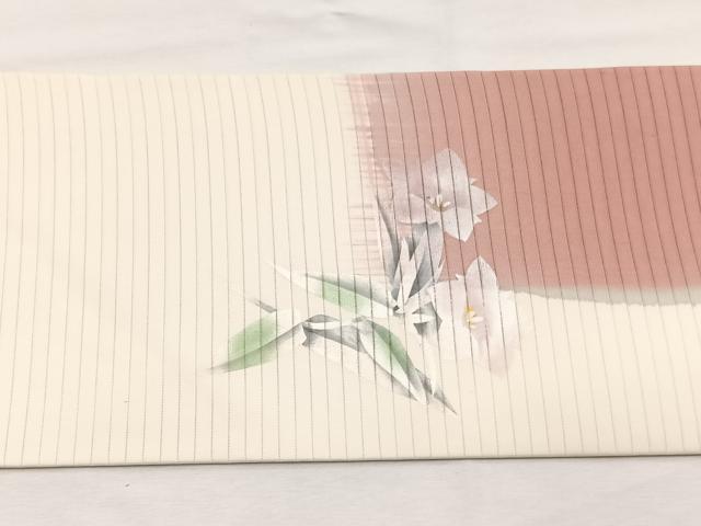 平和屋着物*夏物 絽塩瀬 九寸名古屋帯 桔梗 銀彩 正絹 逸品 BAAX7842hv