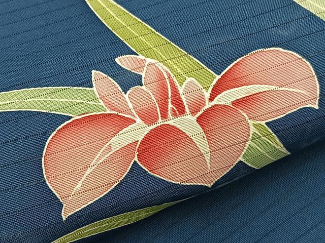平和屋着物*夏物 絽塩瀬 九寸名古屋帯 友禅 籬杜若 正絹 逸品 BAAX7844hv