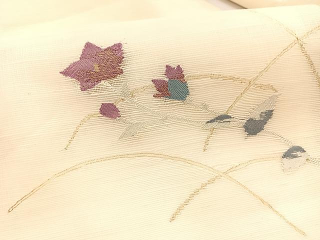平和屋着物*夏物 九寸名古屋帯 すくい織 桔梗 金銀糸 正絹 逸品 BAAX7845hv