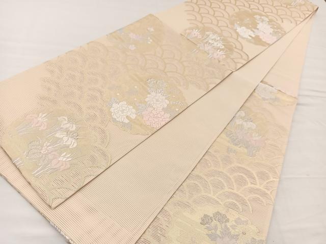平和屋着物*夏物 六通柄袋帯 唐織 雪輪花文 金銀糸 正絹 逸品 未使用 BAAX7856hv