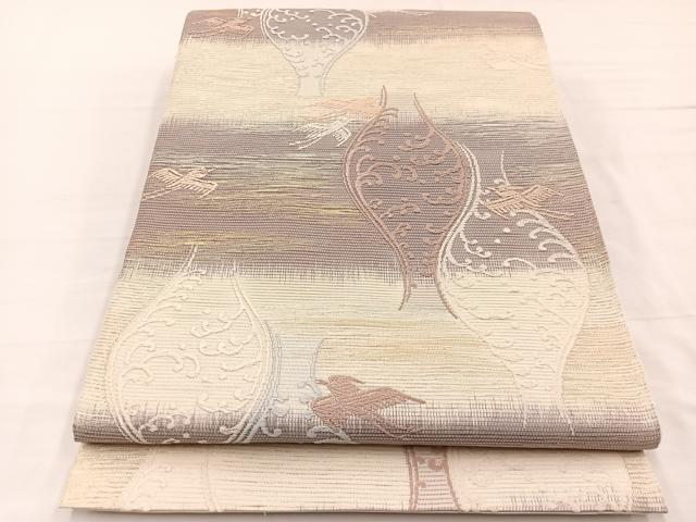 平和屋着物*夏物 六通柄袋帯 唐織 立波飛鳥文 金銀糸 正絹 逸品 BAAX7857hv