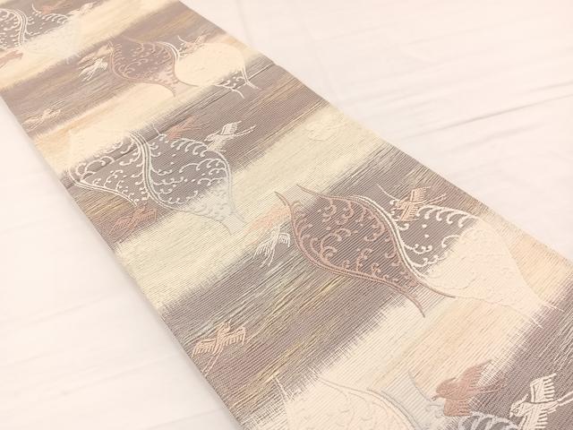 平和屋着物*夏物 六通柄袋帯 唐織 立波飛鳥文 金銀糸 正絹 逸品 BAAX7857hv