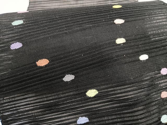 平和屋着物*夏物 八寸名古屋帯 絽綴れ あられ 黒地 正絹 逸品 BAAX7863hv