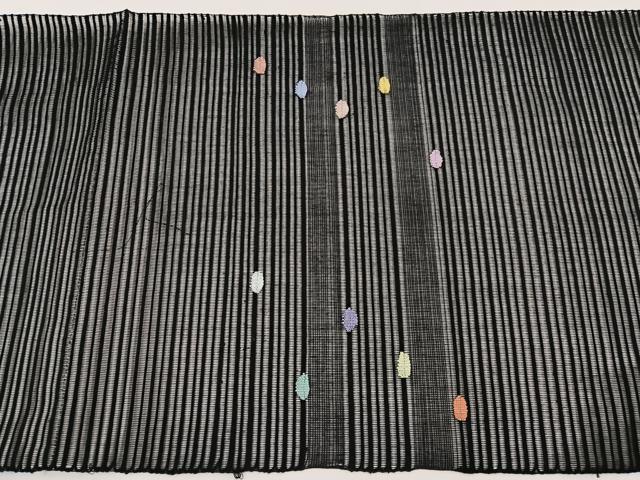 平和屋着物*夏物 八寸名古屋帯 絽綴れ あられ 黒地 正絹 逸品 BAAX7863hv