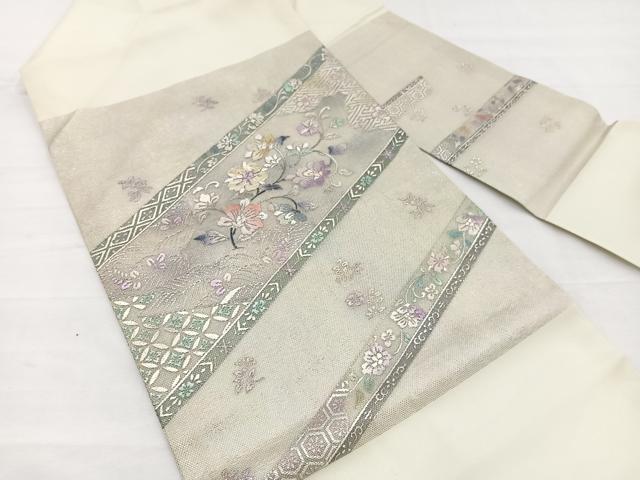 平和屋着物*夏物 九寸名古屋帯 螺鈿 花唐草文 金銀彩 正絹 逸品 BAAX7864hv