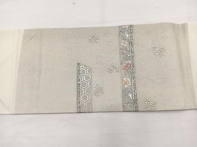 平和屋着物*夏物 九寸名古屋帯 螺鈿 花唐草文 金銀彩 正絹 逸品 BAAX7864hv