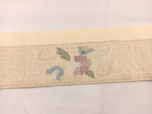 平和屋着物*夏物 九寸名古屋帯 花唐草文 金糸 正絹 逸品 BAAX7867hv
