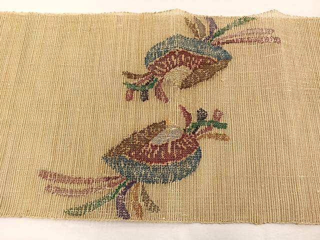 平和屋着物*夏物 八寸名古屋帯 羅 扇面文 金糸 正絹 逸品 BAAX7869hv
