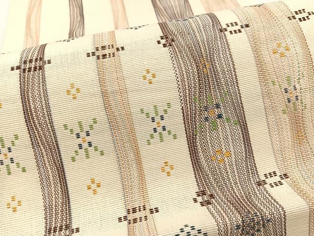 平和屋着物*夏物 八寸名古屋帯 花織 間道 正絹 逸品 BAAX7872hv