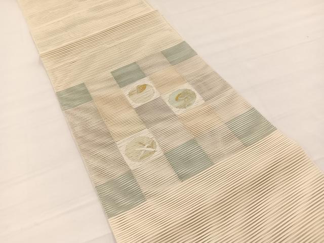 平和屋着物*夏物 八寸名古屋帯 絽綴れ 流水草葉文 金銀糸 正絹 逸品 BAAX7878hv