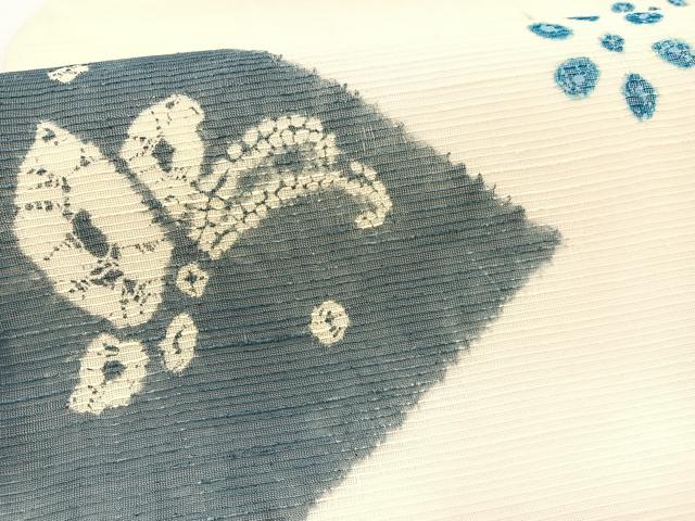 平和屋着物*夏物 九寸名古屋帯 絞り 花蝶文 正絹 逸品 BAAX7882hv