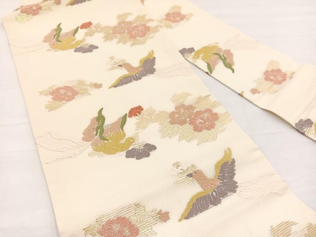 平和屋着物*夏物 九寸名古屋帯 唐織 花喰鳥 金糸 正絹 逸品 BAAX7887hv