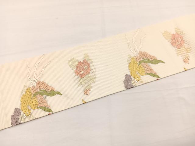 平和屋着物*夏物 九寸名古屋帯 唐織 花喰鳥 金糸 正絹 逸品 BAAX7887hv