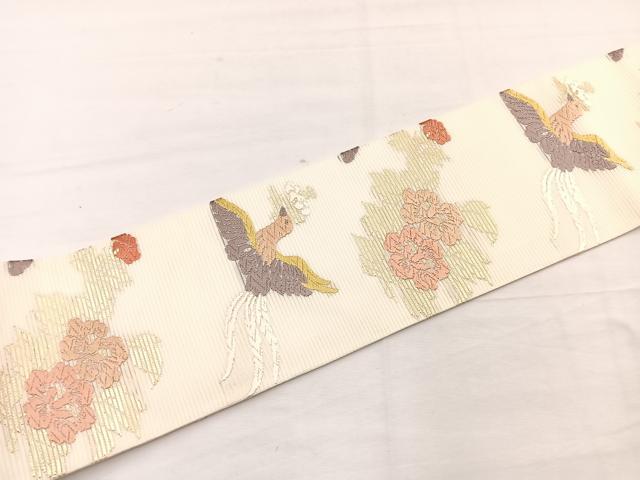 平和屋着物*夏物 九寸名古屋帯 唐織 花喰鳥 金糸 正絹 逸品 BAAX7887hv
