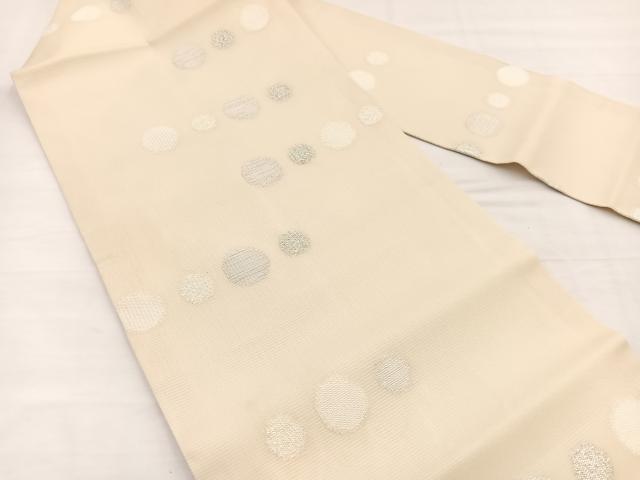 平和屋着物*夏物 九寸名古屋帯 丸文 銀糸 正絹 逸品 BAAX7889hv