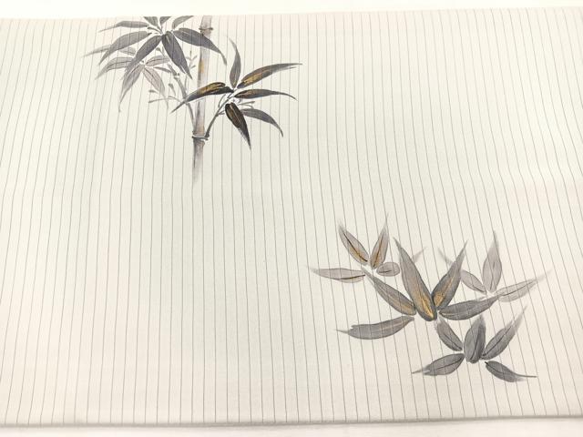 平和屋着物*夏物 絽塩瀬 太鼓柄袋帯 手描き 笹竹文 金彩 正絹 逸品 BAAX7905hv