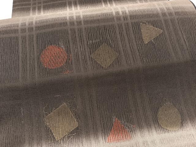 平和屋着物*夏物 太鼓柄袋帯 格子幾何学文様 正絹 逸品 BAAX7906hv