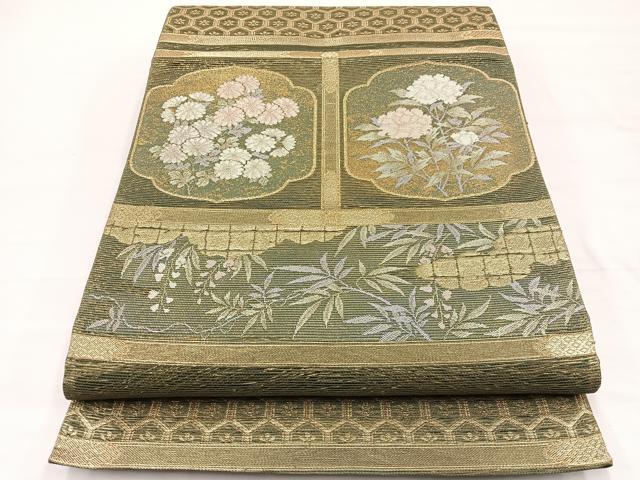 平和屋着物*夏物 六通柄袋帯 障絵文様 金糸 正絹 逸品 BAAX7910hv