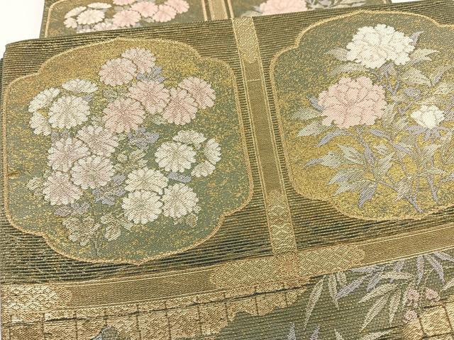 平和屋着物*夏物 六通柄袋帯 障絵文様 金糸 正絹 逸品 BAAX7910hv