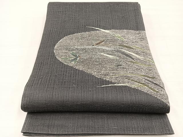 平和屋着物*夏物 太鼓柄袋帯 すくい織 蜻蛉 銀糸 正絹 逸品 BAAX7912hv