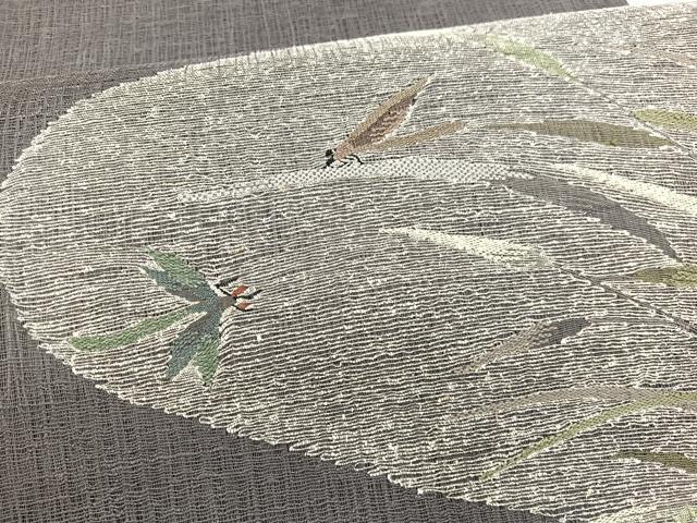 平和屋着物*夏物 太鼓柄袋帯 すくい織 蜻蛉 銀糸 正絹 逸品 BAAX7912hv