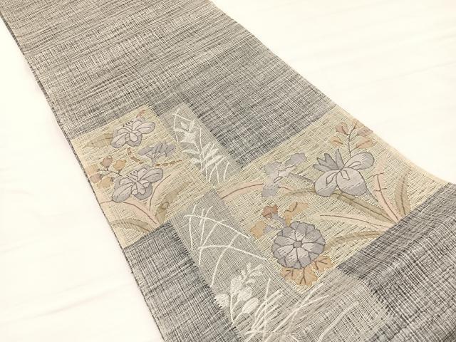 平和屋着物*夏物 太鼓柄袋帯 辻が花 すくい織 銀糸 正絹 逸品 未使用 BAAX7914hv