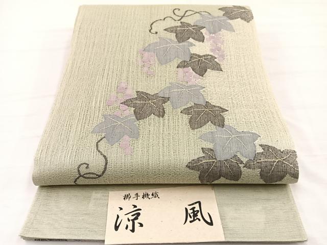 平和屋着物*夏物 太鼓柄袋帯 櫛手機織 涼風 葡萄 金糸 証紙付き 正絹 逸品 BAAX7917hv
