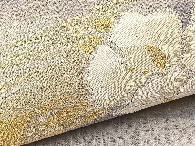 平和屋着物*夏物 太鼓柄袋帯 すくい織 流水花文 金銀糸 正絹 逸品 BAAX7918hv