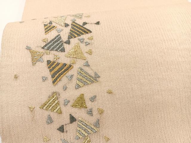 平和屋着物*夏物 六通柄袋帯 唐織 幾何学文様 金銀糸 正絹 逸品 未使用 BAAX7919hv