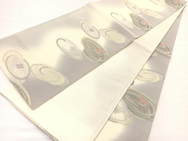 平和屋着物*夏物 西陣 六通柄袋帯 流水花文 金銀糸 証紙付き 正絹 逸品 BAAX7920hv