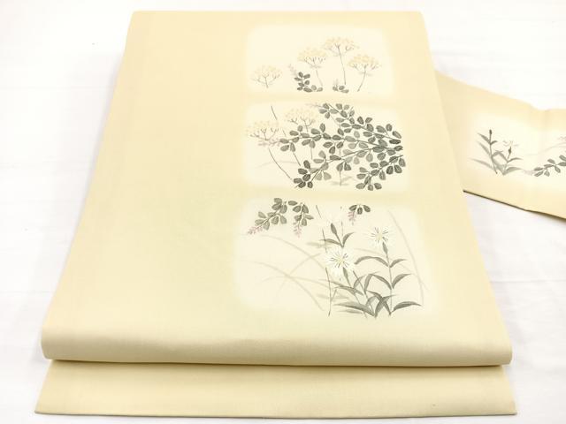 平和屋着物*夏物 八屋享兵衛作 九寸名古屋帯 色紙花文 金彩 正絹 逸品 BAAX7921hv