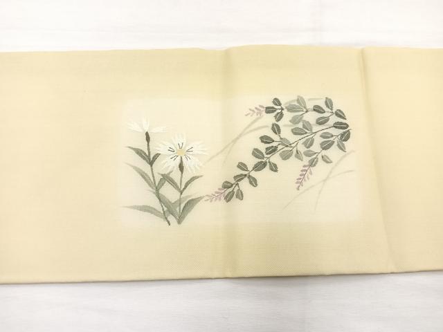 平和屋着物*夏物 八屋享兵衛作 九寸名古屋帯 色紙花文 金彩 正絹 逸品 BAAX7921hv