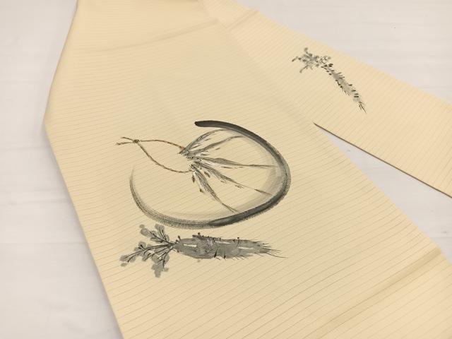 平和屋着物*夏物 九寸名古屋帯 手描き 魚に人参 銀彩 正絹 逸品 BAAX7924hv