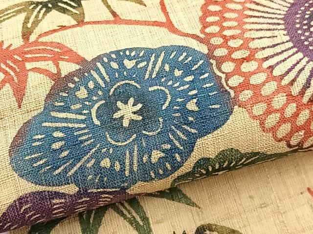 平和屋着物*夏物 全通柄 九寸名古屋帯 紅型 紬地 松竹梅花文 正絹 逸品 BAAX7925hv