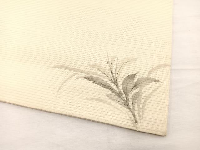 平和屋着物*夏物 九寸名古屋帯 作家物 手描き 刺繍 枝花文 銀糸 正絹 逸品 BAAX7928hv